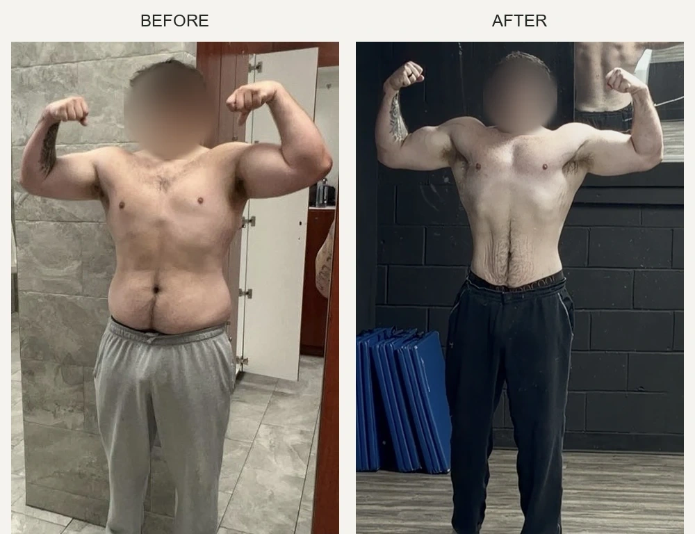 Client three before-and-after transformation. Faces blurred.